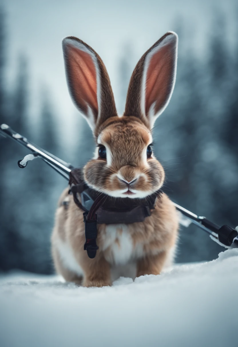 cool cute bunny skis sticker