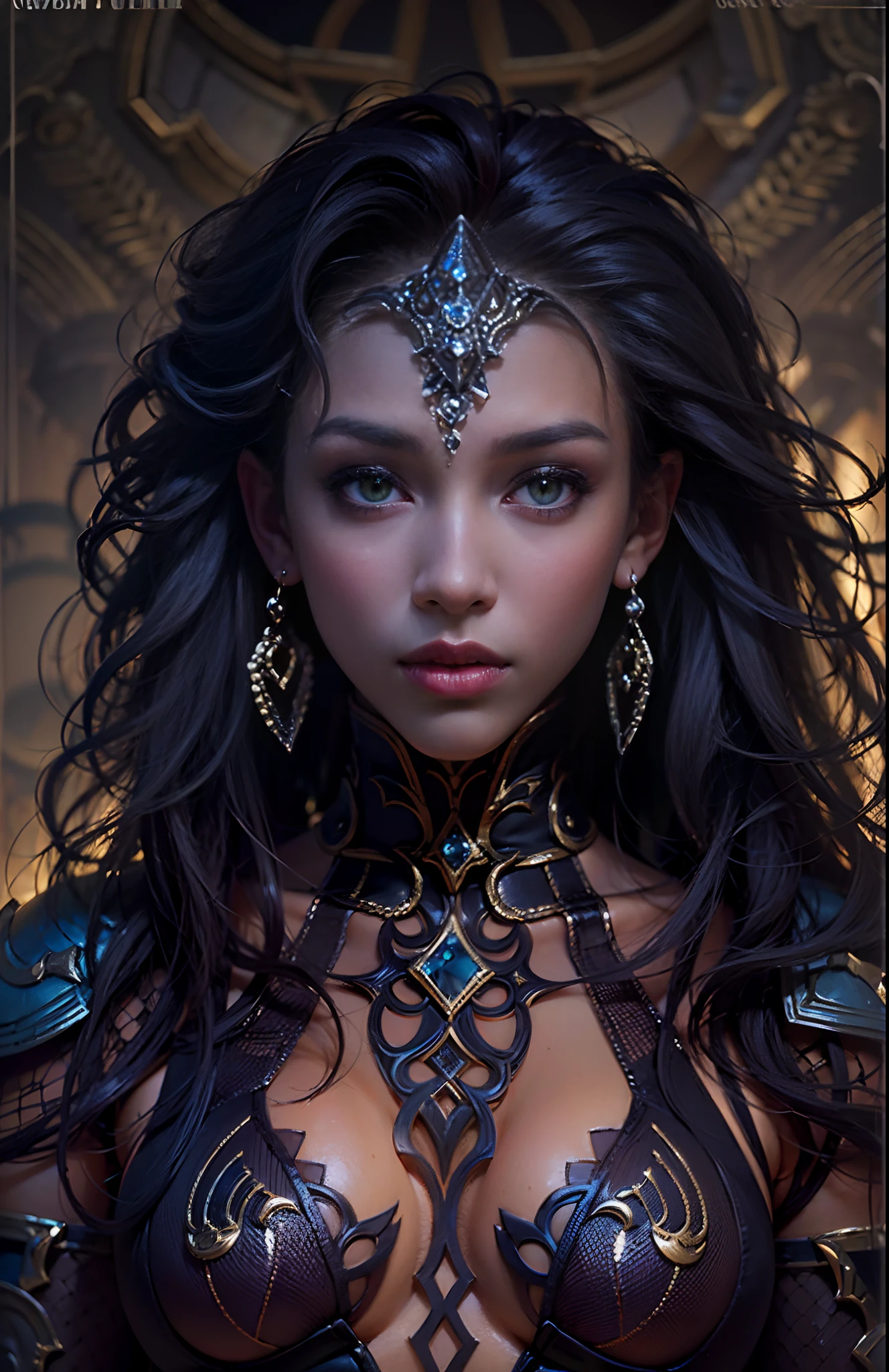 high quality, intricate details, awe-inspiring, (best quality, 4k, 8k, highres, masterpiece:1.2), ultra-detailed, (realistic, photorealistic, photo-realistic:1.37), HDR, UHD, studio lighting, ultra-fine painting, sharp focus, physically-based rendering, extreme detail description, professional, vivid colors, bokeh, fantasy, magic, sorceress, female mage, arcane punk, cyberpunk, futuristic, atmospheric, moody lighting, intricate costume design, flowing robes, intricate jewelry, piercing gaze, seductive expression, porcelain skin, long hair, dramatic makeup