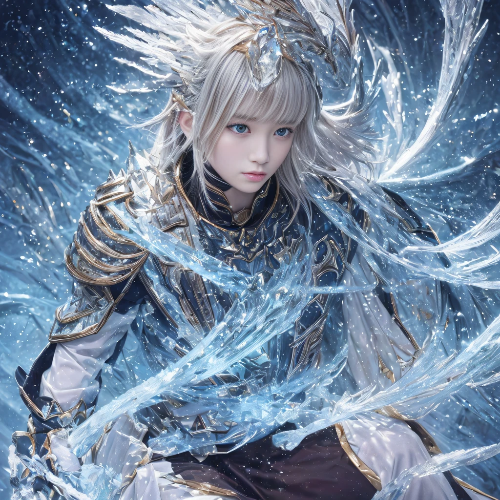 32K,复杂,ellegance,highly detailed,A majestic,Digital photography,Autumn cowboy shot,surrealism painting,Broken rubies,Beating magic,Entwined water magic,(tmasterpiece,Cinematic light,Fine beautiful eyes:1.2),hdr,Void 5 Energy Storm,(China 1 girl,Black eyes:1.5),paleskin,Glowing skin,(sitting on the stone:1.5),delicated face,Black color hair,Wearing palatial red armor,cropped shoulders,nabel,short skirt,Beautiful light blue armor,Rained,big breasts beautiful,looking at viewert,Face away from the camera,tmasterpiece,Side upper body,Side portrait close-up