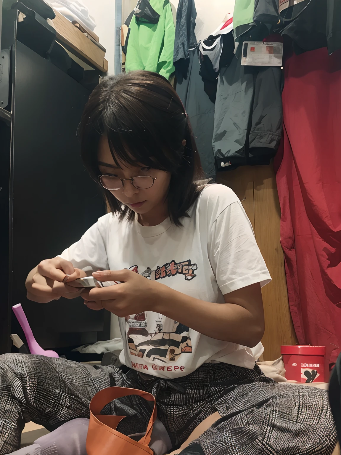 Make her anime and holding katana