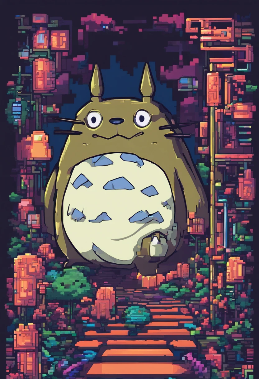 prompt: graffiti, Monstres, Full image, High Resolution High Contrast Totoro Neon Japanese Forest Decor