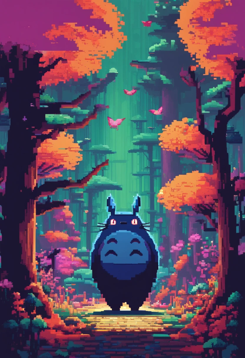 prompt: graffiti, Monstres, Full image, High Resolution High Contrast Totoro Neon Japanese Forest Decor