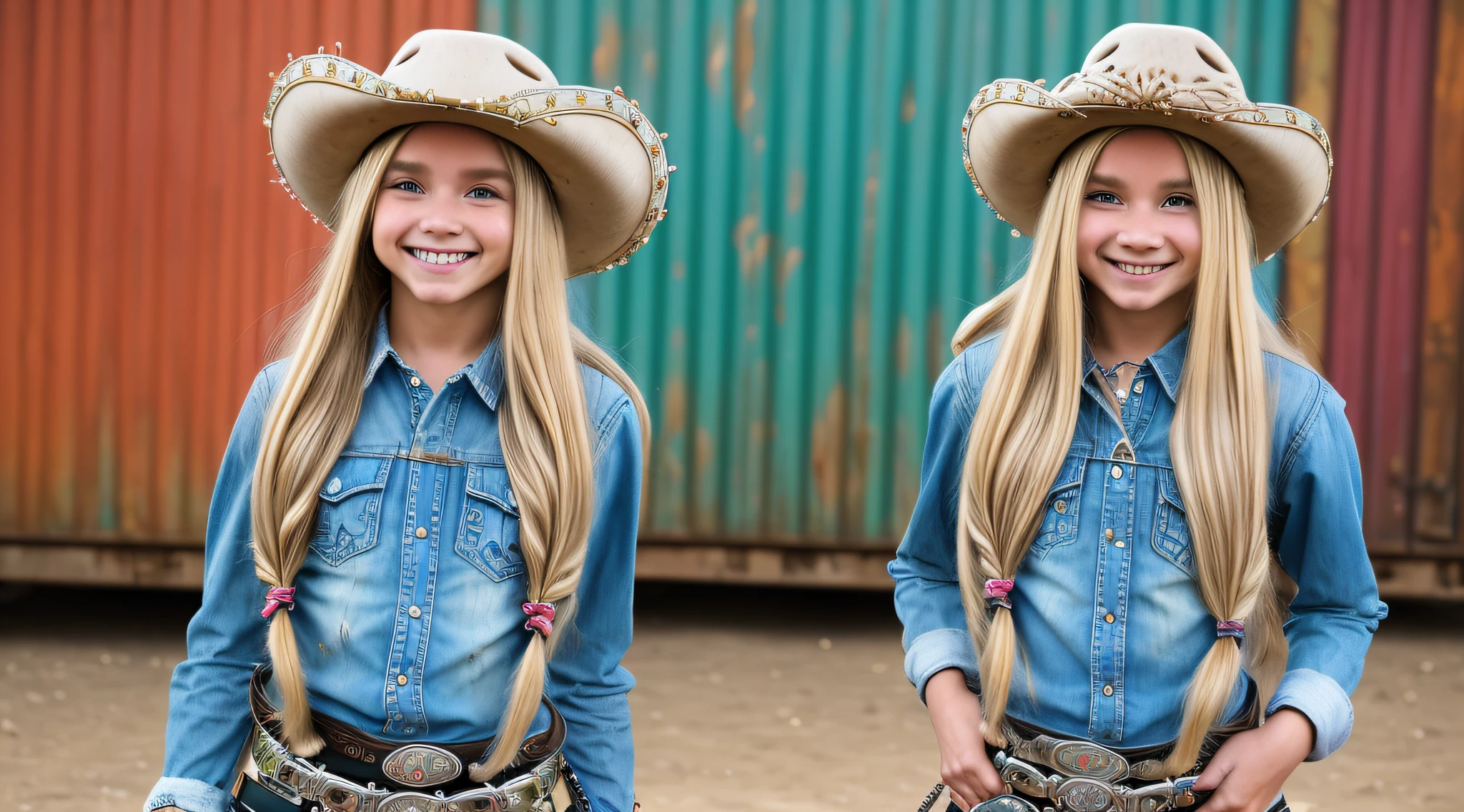 tiro de cowboy:1.2), (mordel_random pose:1.1), (CHILD GIRL LONG HAIRED BLONDE solo laranjas:, (happy emotion:1.2), (:1.2)(cabelo de metal hair_Random Style:1.2), , (roupas amarelas detalhadas random_fashion_styLE 1.2)