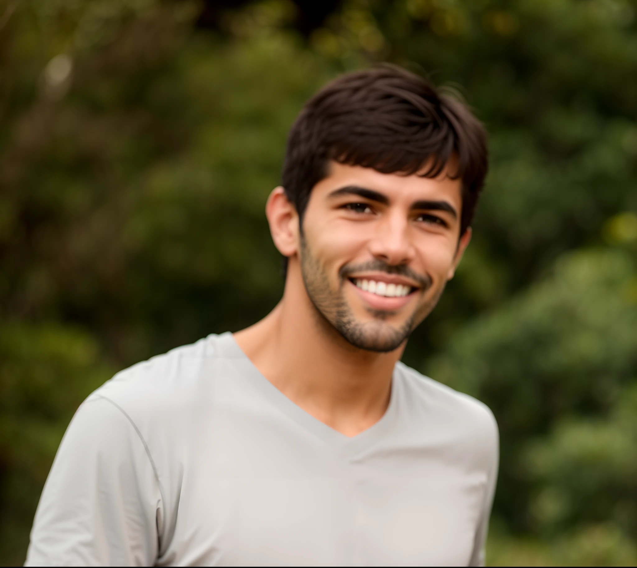smiling man in grey shirt holding a frisbee in front of trees, david rios ferreira, icaro carvalho, diego fazio, caio santos, background : diego fazio, thiago lehmann, Henry Alvim Correa, edu souza, by Felipe Seade, luiz escanuela, fernando guerra, gui guimaraes, daniel mirante