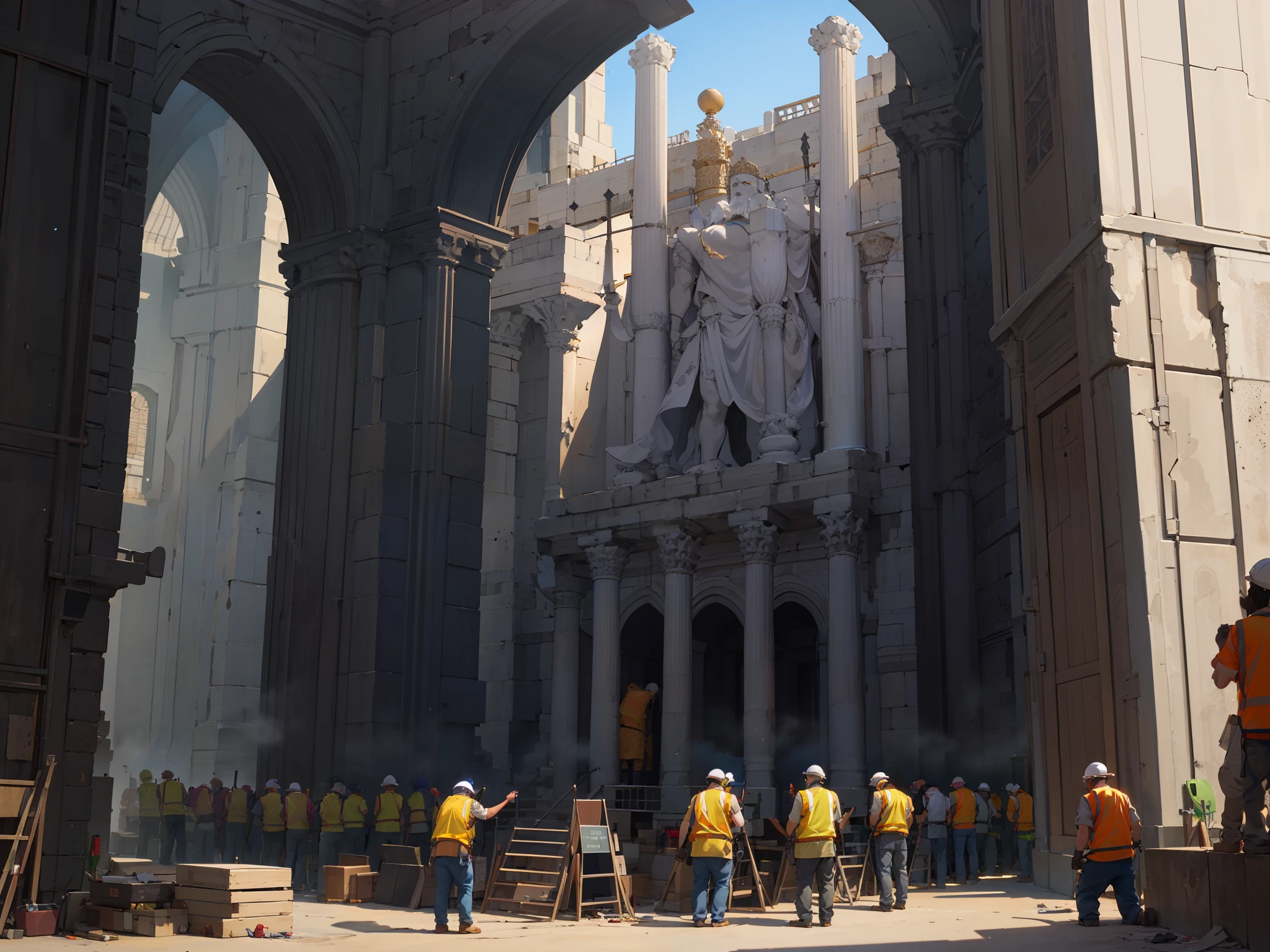 Very large numbers of labourers working on Kings Solomon temple,