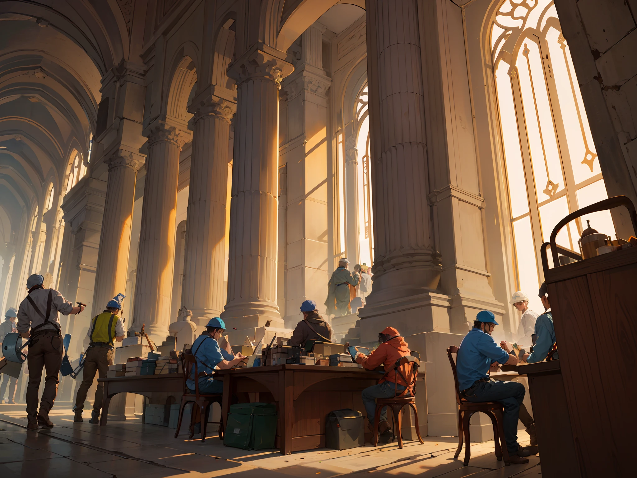 Very large numbers of labourers working on Kings Solomon temple,