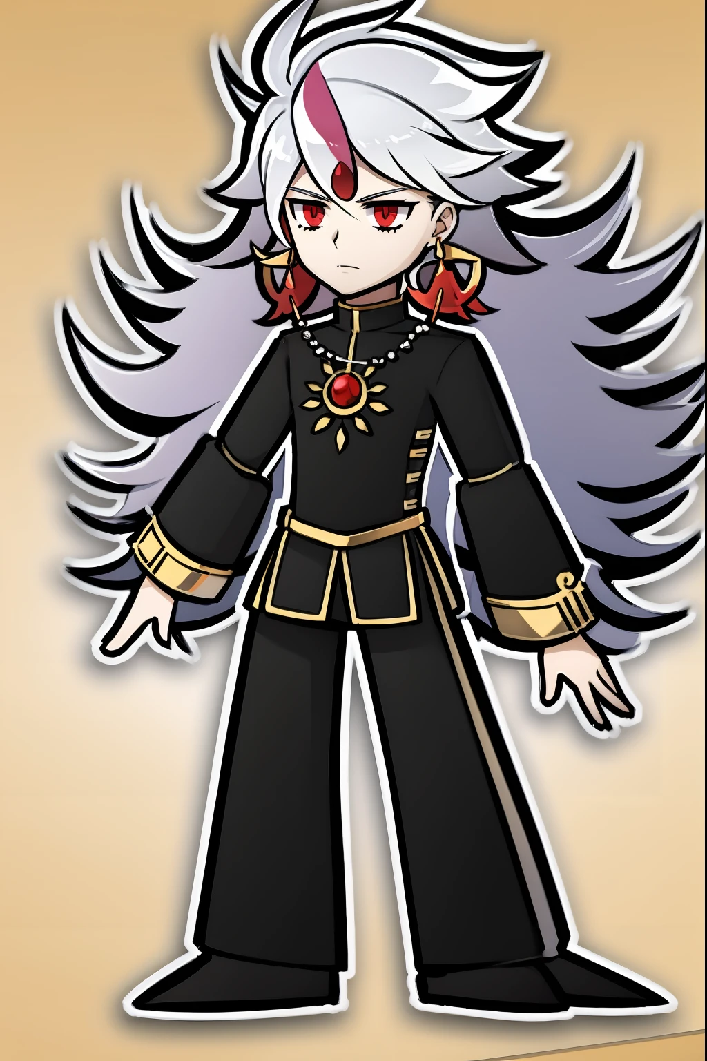 karna fgo-chibi,full body,standing, silver hair