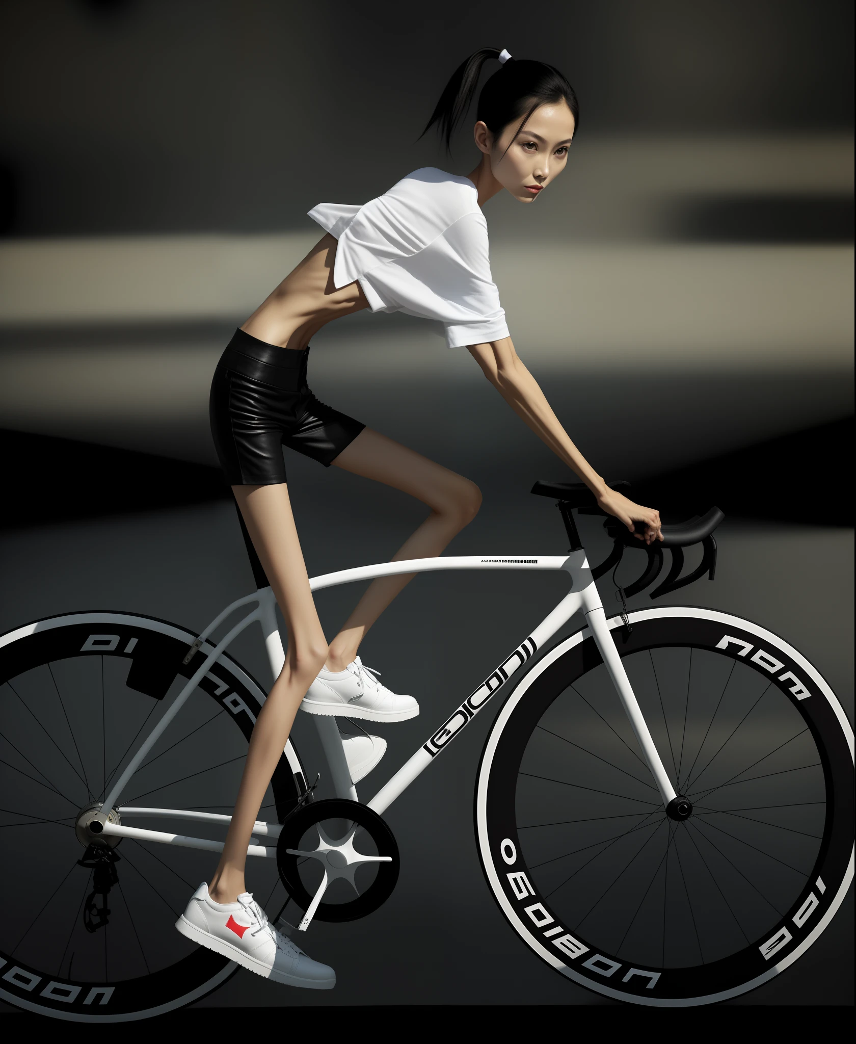 Emaciated body and hungry stomach,Very slim waist and legs,Thin figure,Sunken abdomen,Excessive weight loss,leather pant