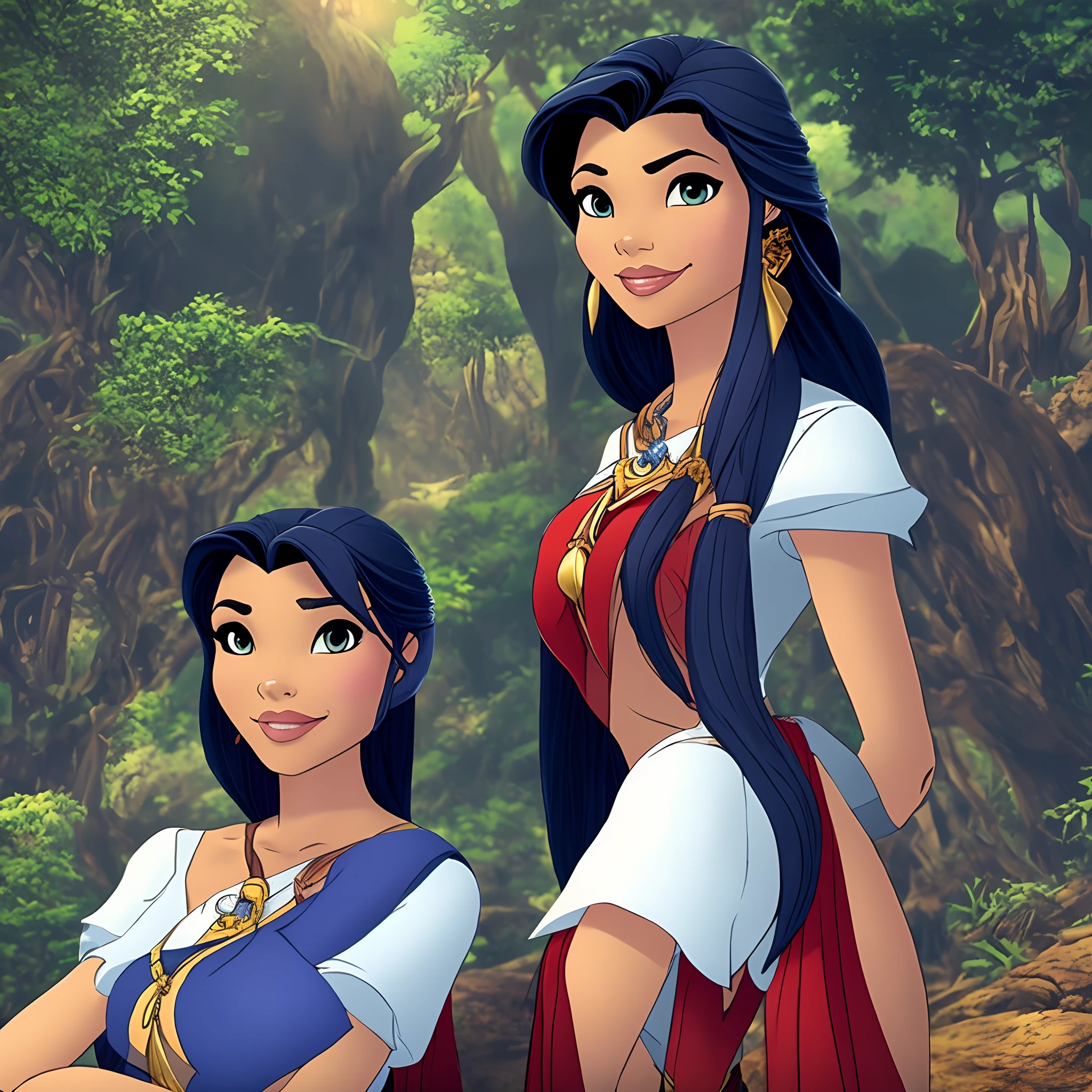 Quero uma imagem minha mixada com a da pocahontas. Mas precisa ser uma mulher executiva, com terno e em um ambiente empresarial