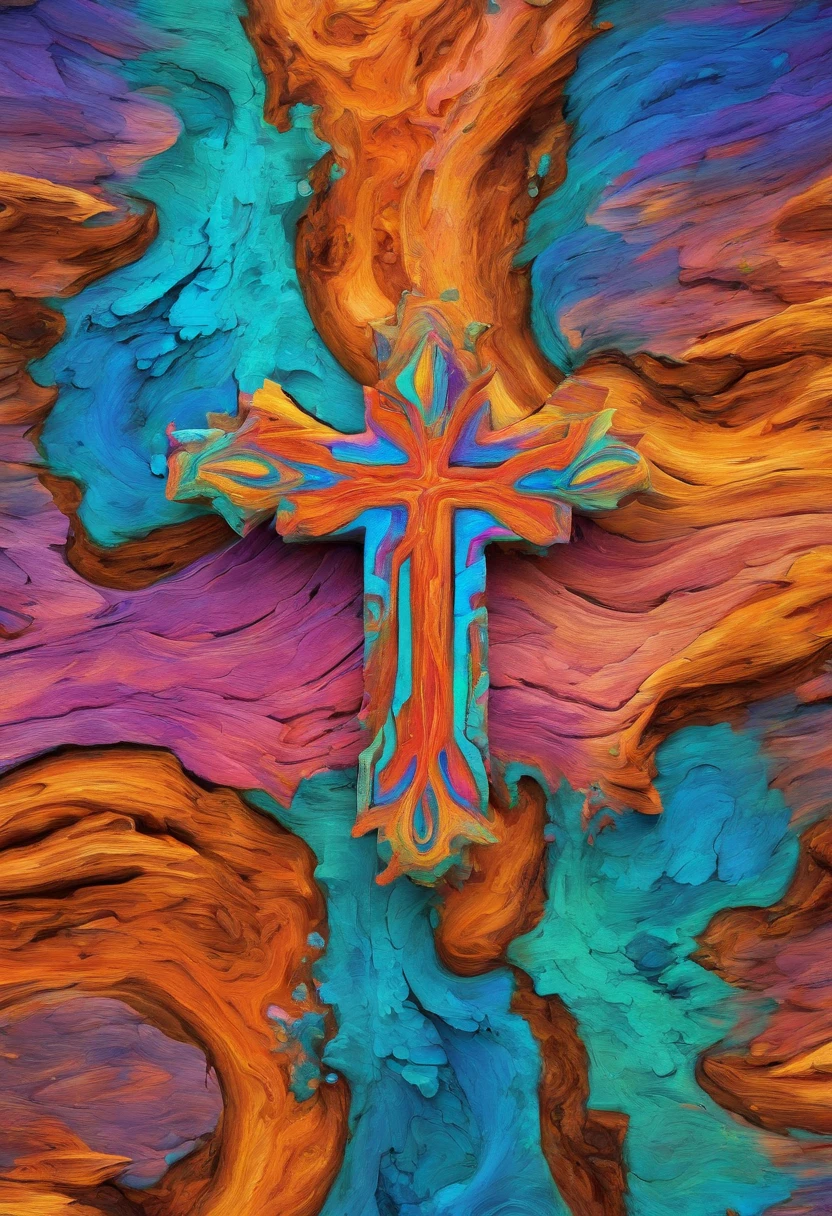 Sedona Arizona mountain ledge closeup, wooden cross