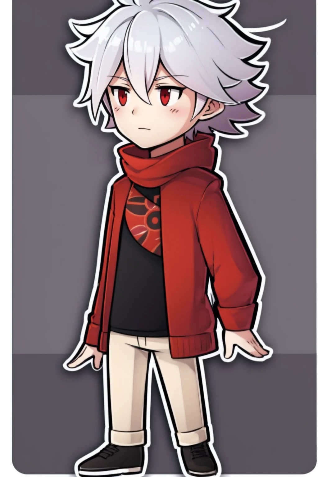 karna fgo-chibi,full body,standing, silver hair