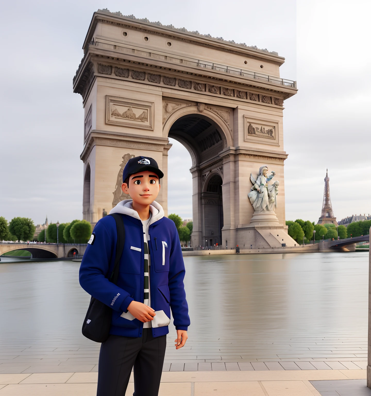 travel Paris France with clothes of north face
