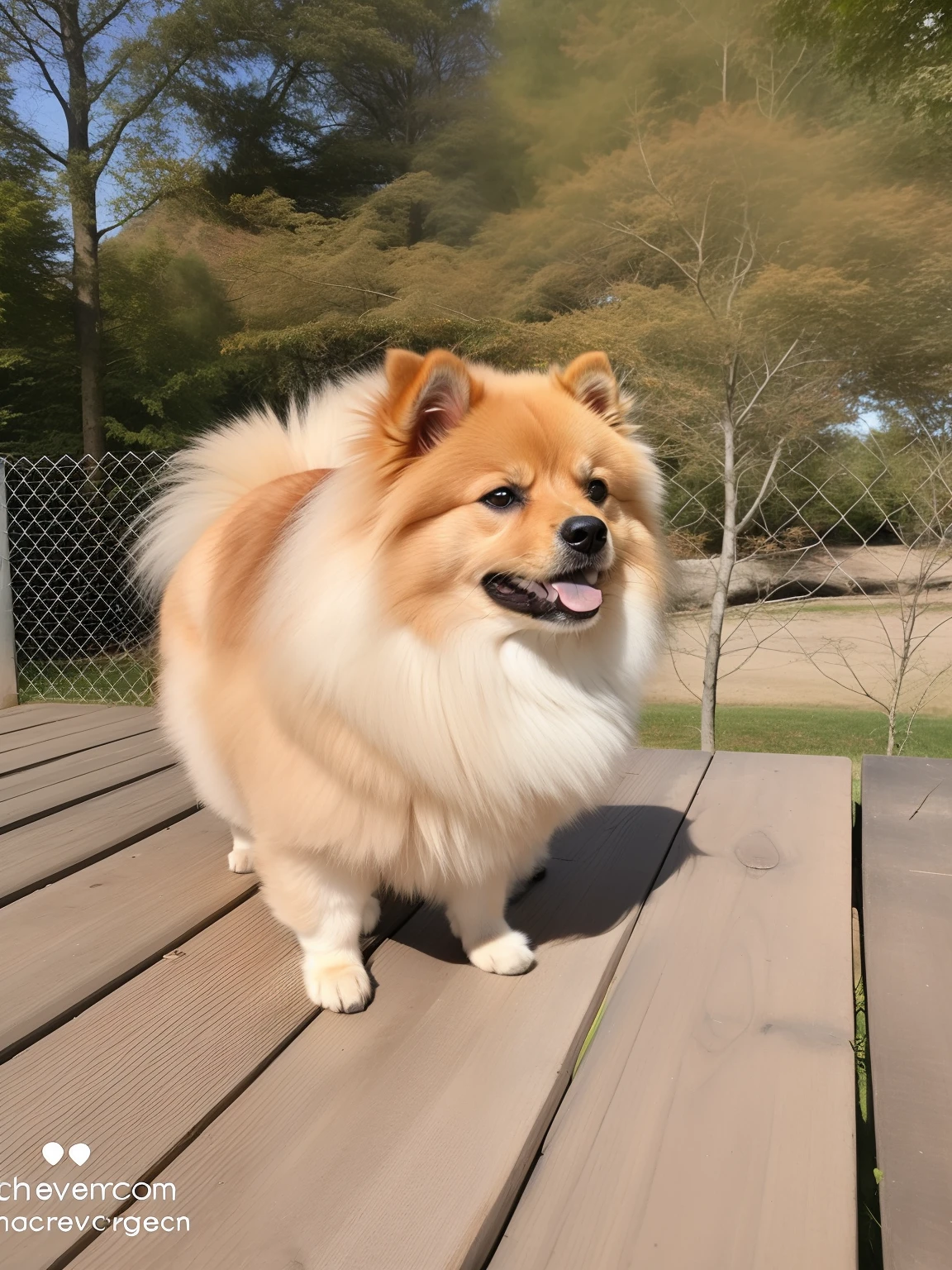 GERMAN SPITZ DOG WITH BACKGROUND LANDSCAPE