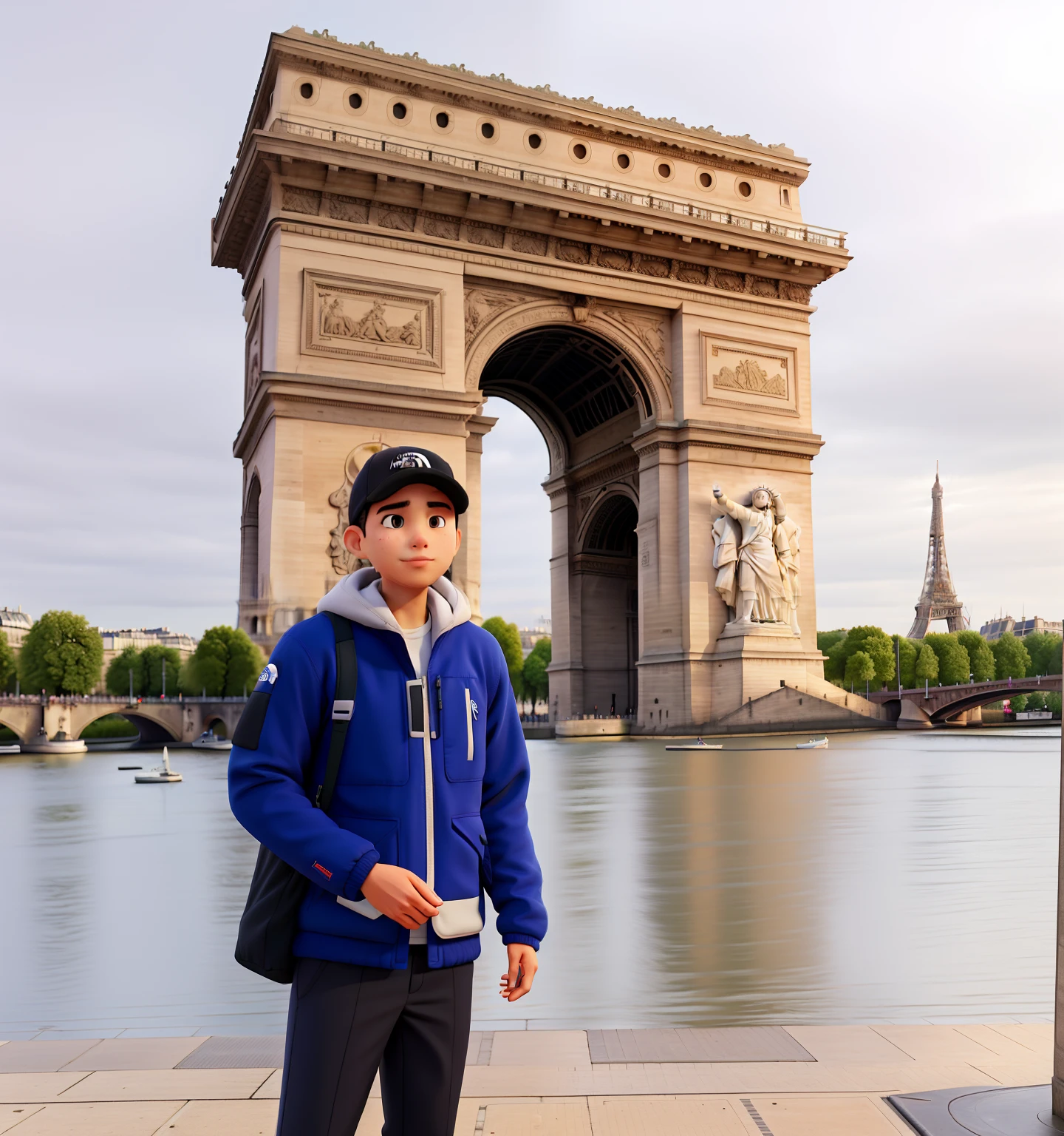 In Paris France using clothes of north face