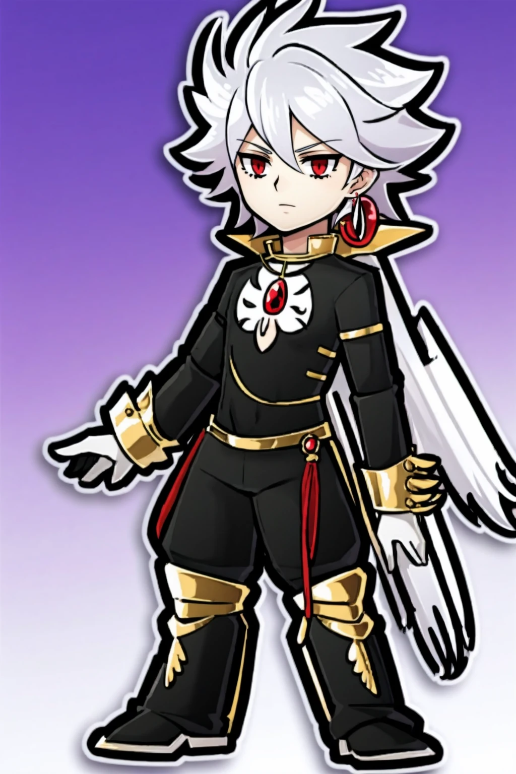karna fgo-chibi,full body,standing, silver hair