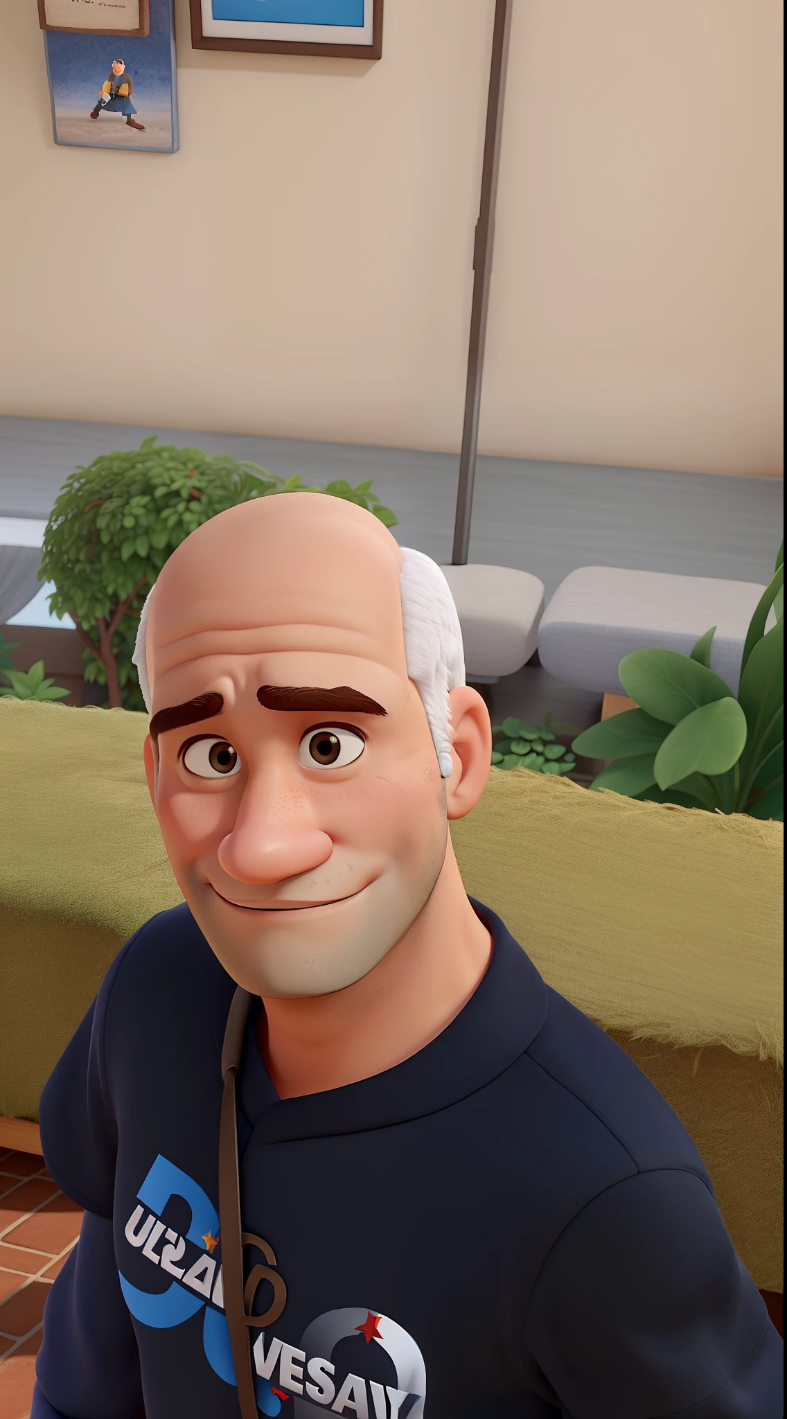 Um homem branco velho careca, estilo Disney pixar, melhor qualidade, alta qualidade