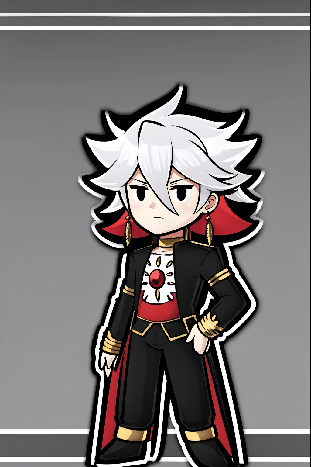 karna fgo-chibi,full body,standing, silver hair