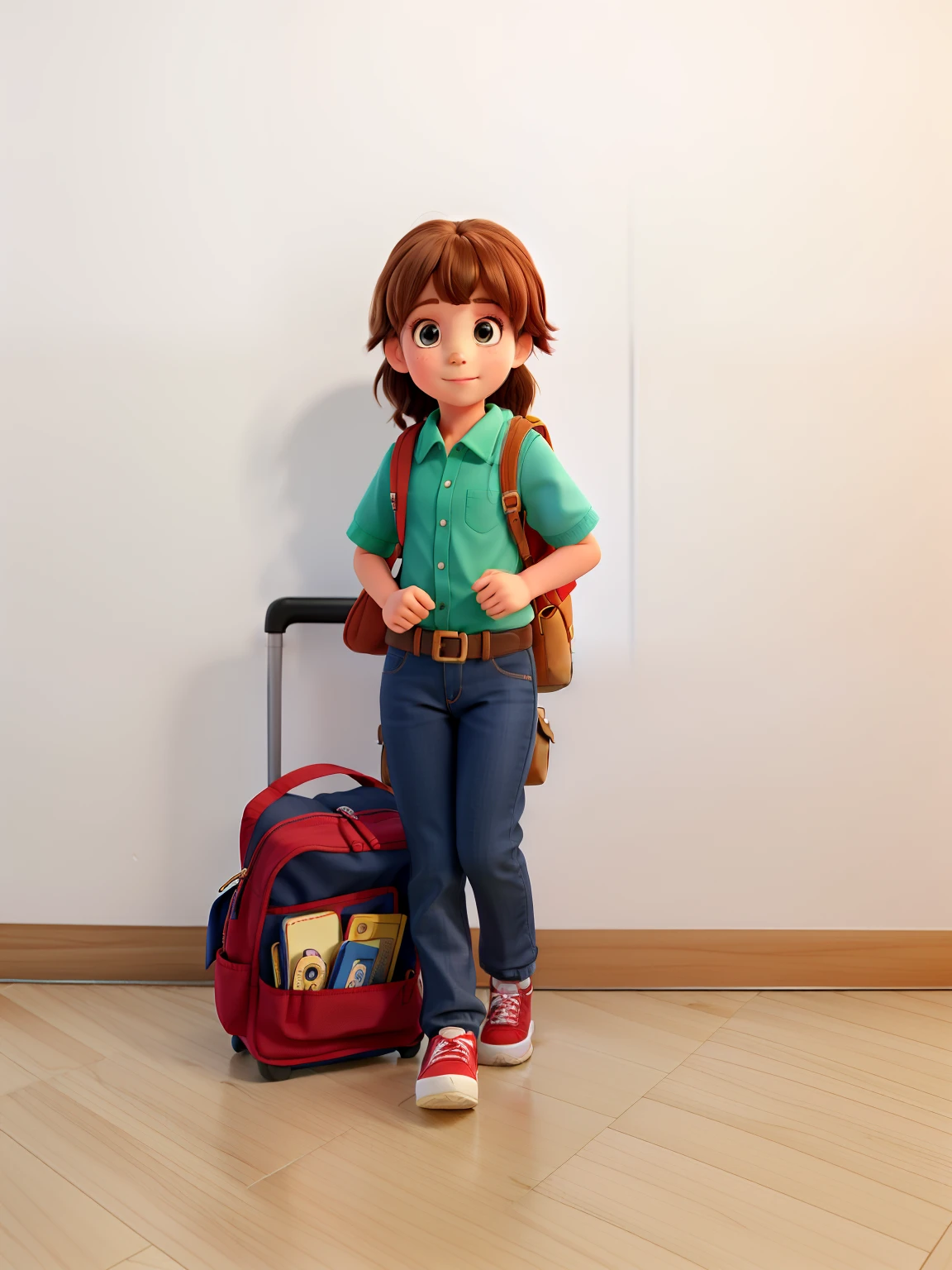 Girl ??? going to the first day for the school