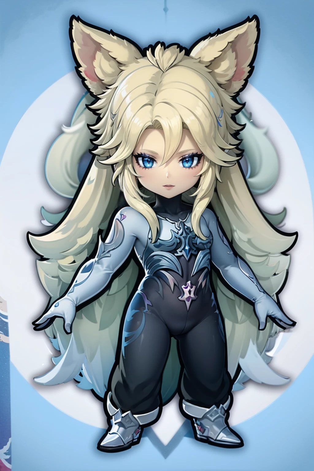 chibi,full body,standing,Hydaelyn Final Fantasy XIV by Kangaxx, blac eyes