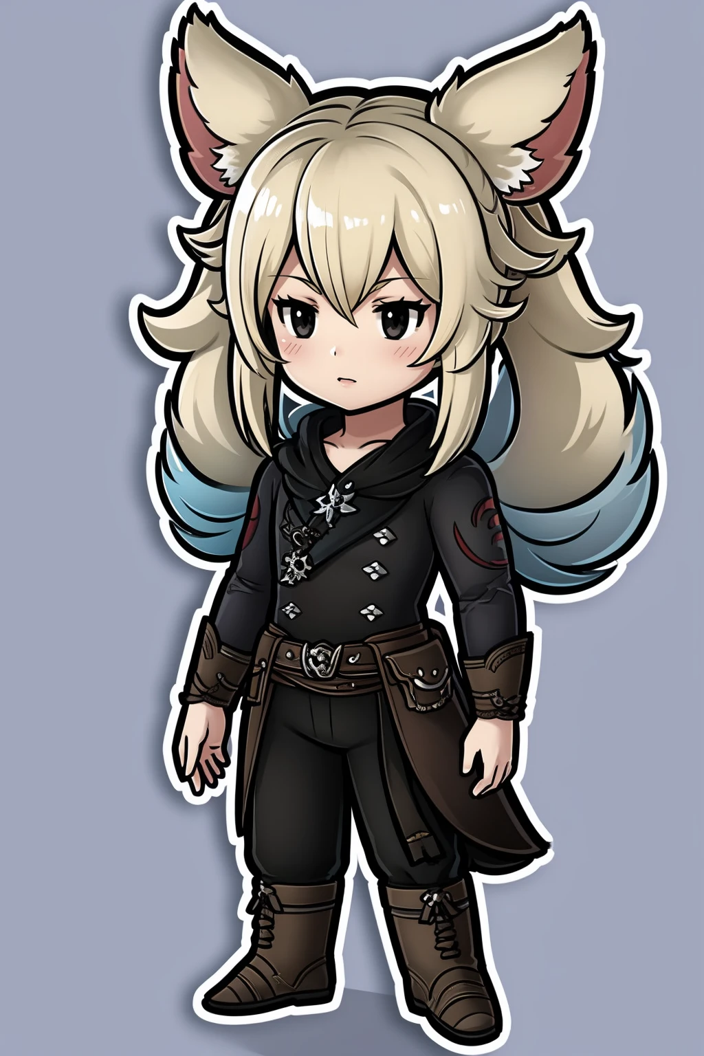 chibi,full body,standing,Hydaelyn Final Fantasy XIV by Kangaxx, black eyes