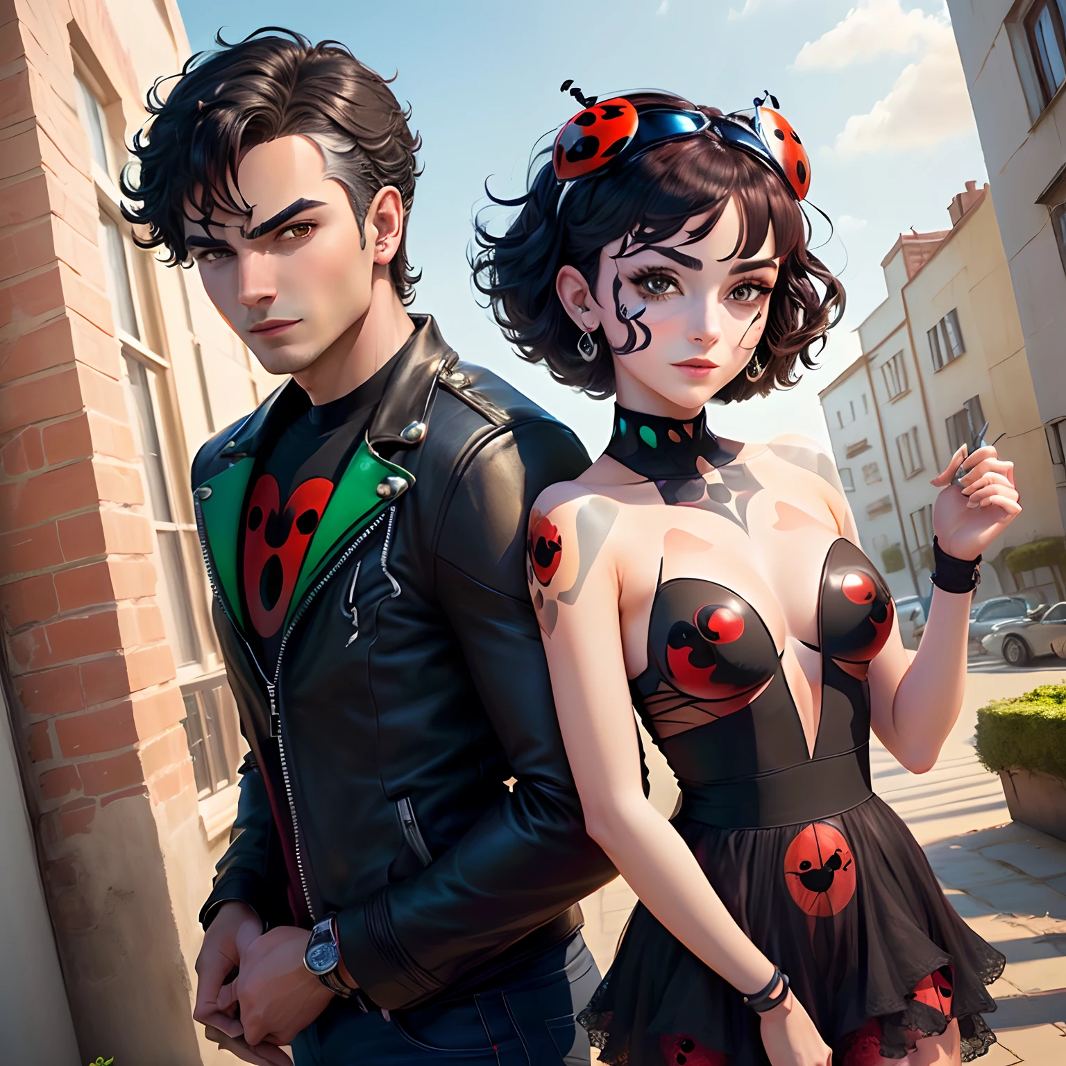 lila rossi e gabriel agreste (de miraculous ladybug ).estao em romace no quiantal da mansao agreste