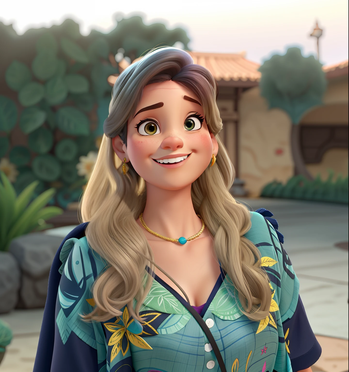 Uma mulher loira estilo disney pixar, alta qualidade, melhor qualidade