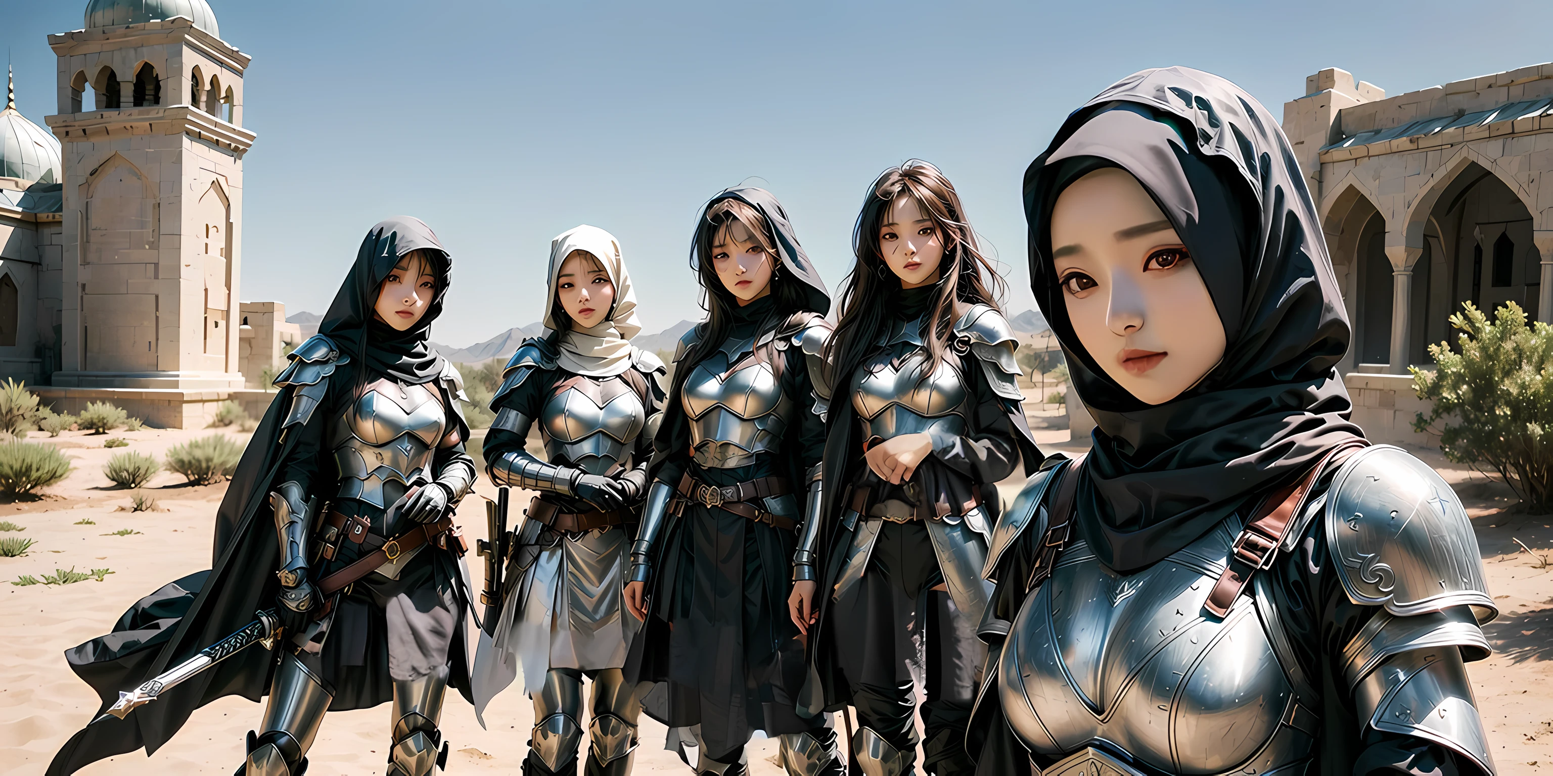 beautiful girl wearing cape hijab, perfect face, kpop idol face, whole body covered by dress