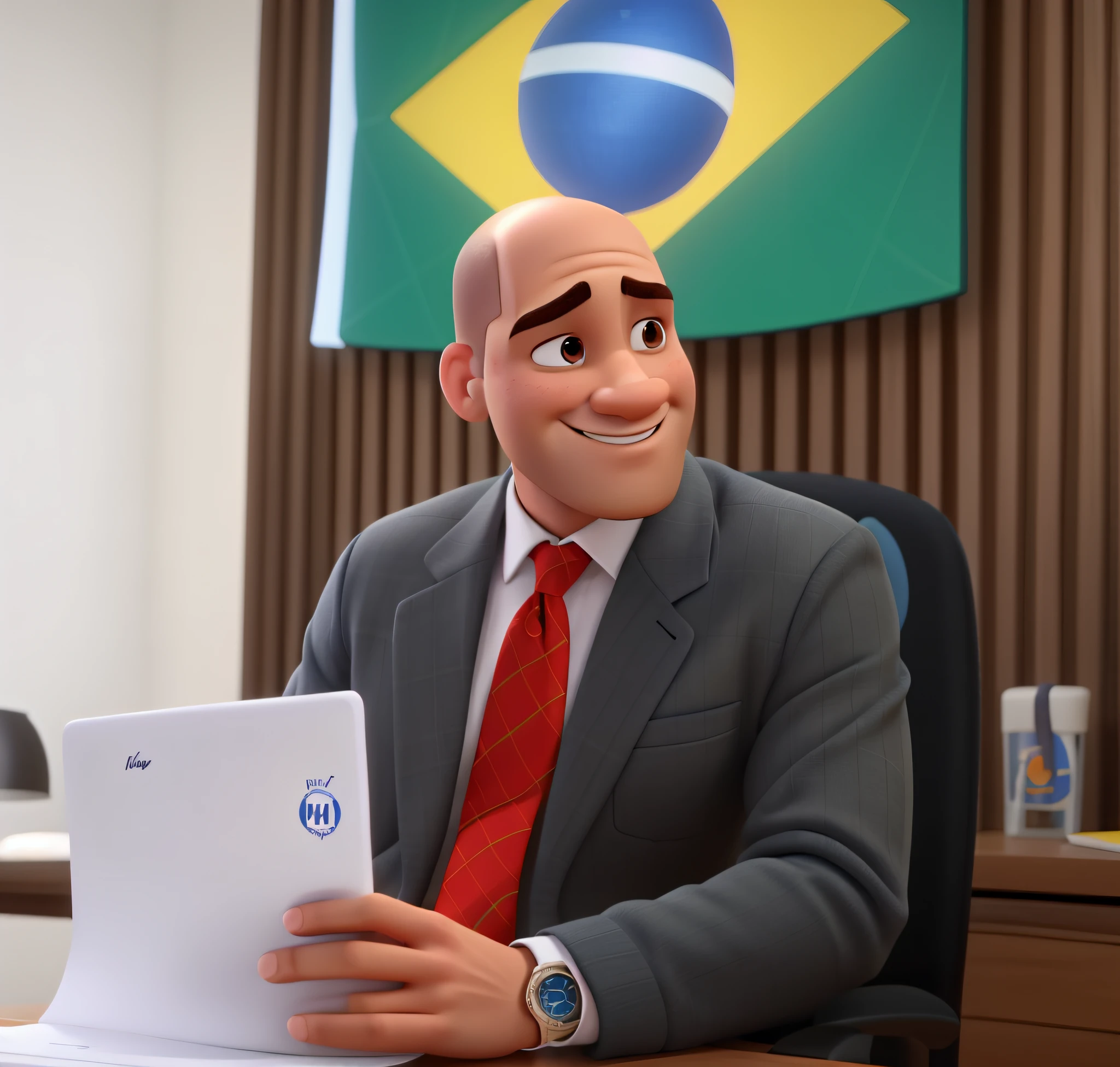 Um homem careca estilo disney pixar, alta qualidade, melhor qualidade