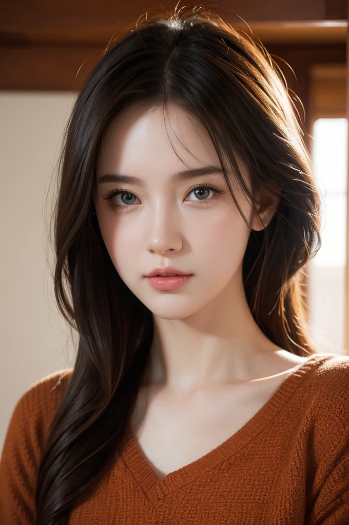 Beautiful caucasian girl, photorealistic face, realistic face, In Focus, beautiful detail eyes, In the room, full of colors, Portrait, Cinematic, artgerm, rossdraws, James Jean, andrei riabovitchevy, marc simonetti, and Sakimichan, Trending on ArtStation