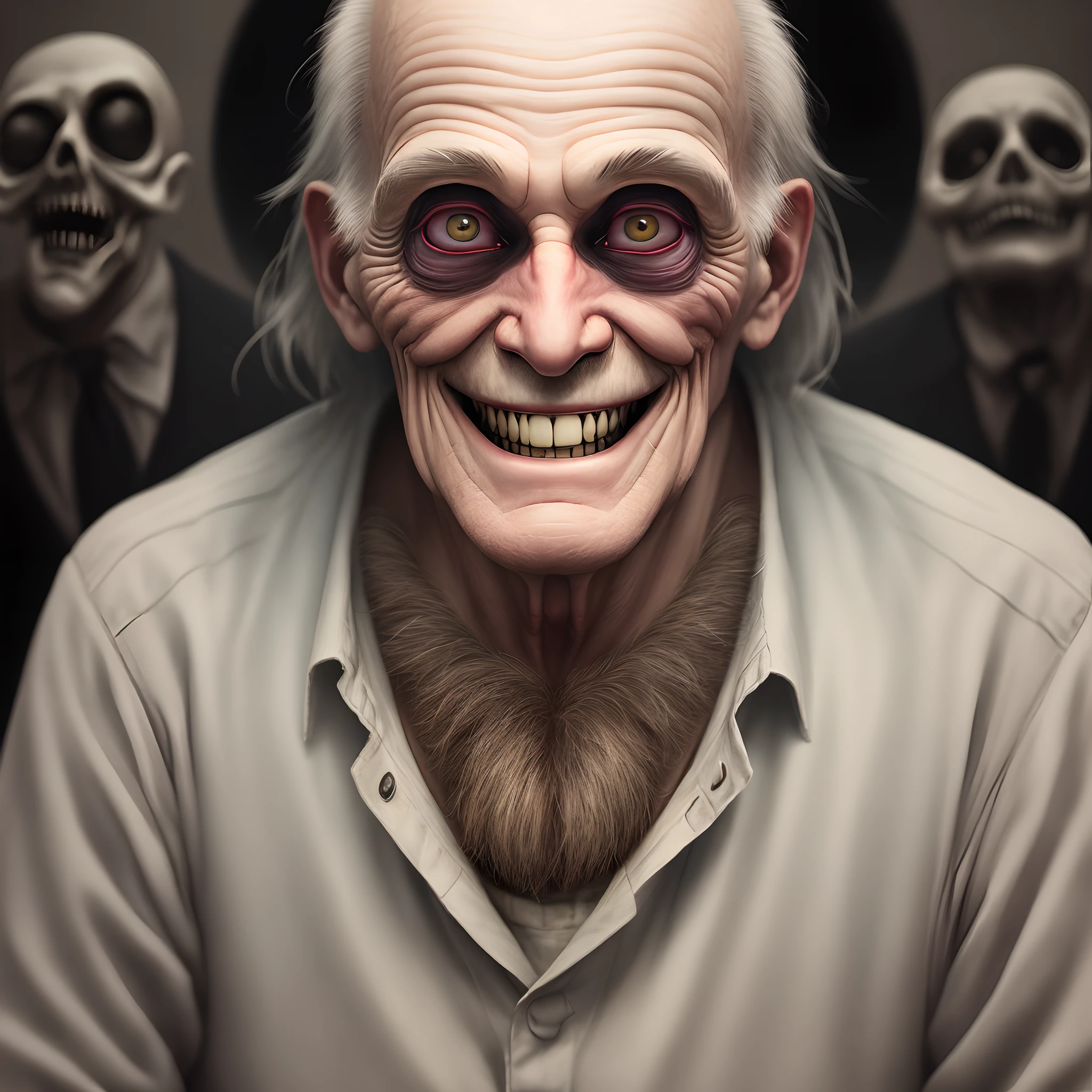 Old man smiling creepy