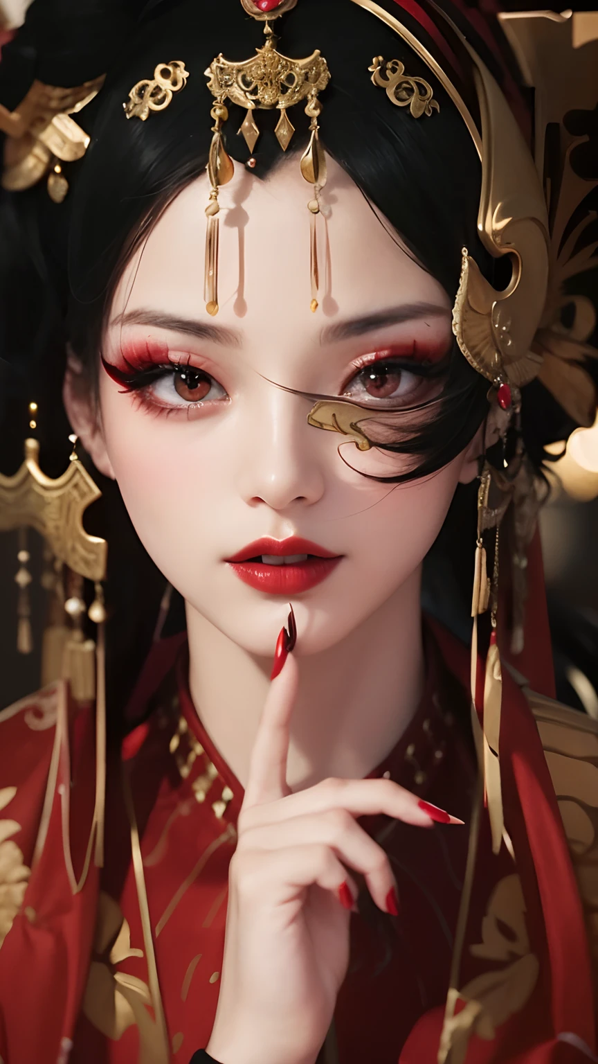 Close-up of a woman with a red veil covering her face, dressed in a beautiful red cloak, Guviz, Guviz-style artwork, sakimi, by Yang J, red hooded mage, author:Yu Zheding, Mysterious woman, Mysterious girl, artgerm detailed, portrait of a red sorcerer, guweiz masterpiece