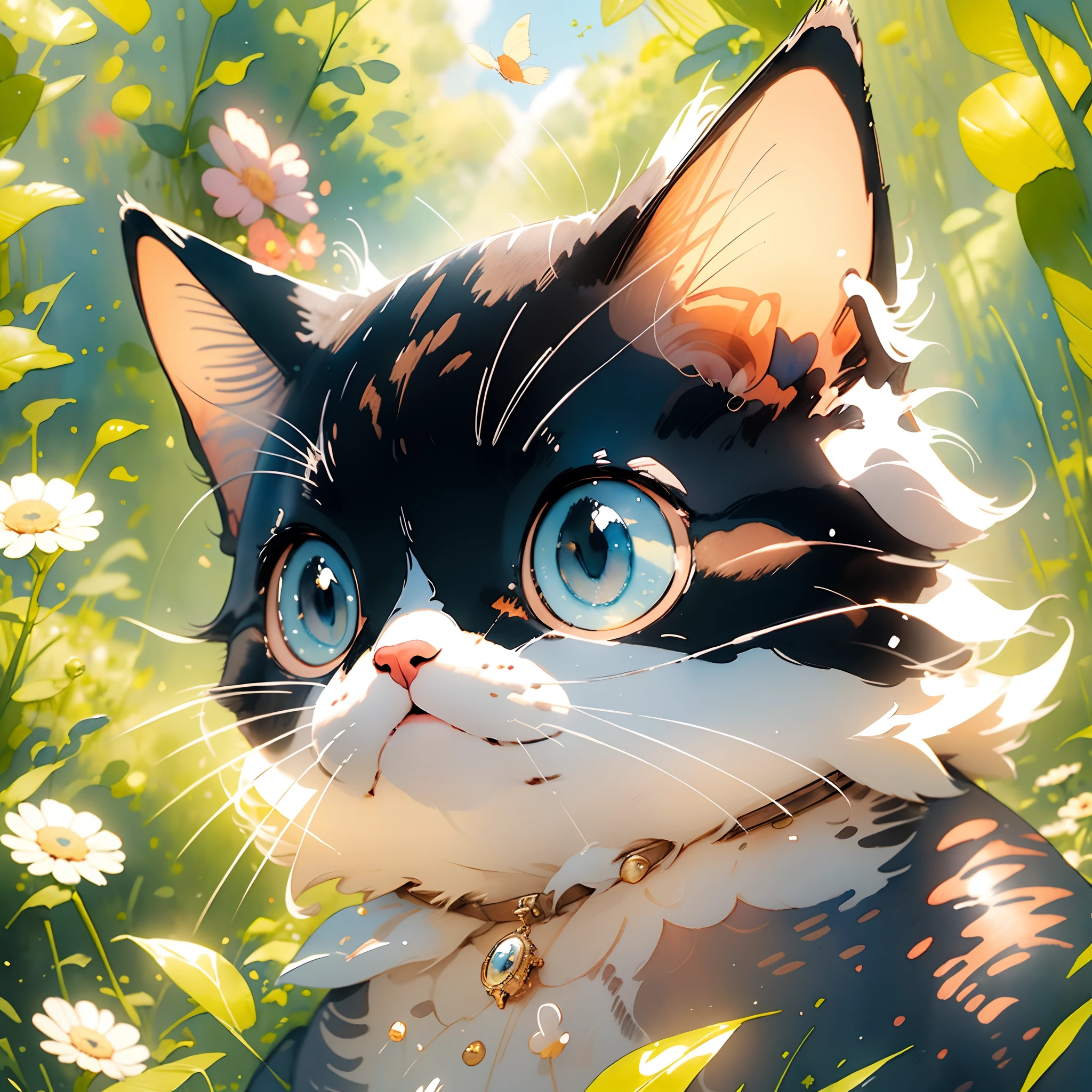 ((Best quality, 8K, Masterpiece: 1.4)),((Amazing detail: 1.3)),((Watercolor illustration: 1.2)),((high resolution: 1.1)),Thick painting style，(Critters)，1 cat，Yellow solid background，in style of ghibli，head portrait，Anime avatar，British Shorthair，adorable expression，adolable，Beautifully meticulous，structurally correct，フォトリアリスティック，Delicate hair，Photo art