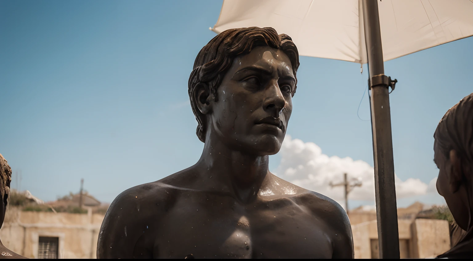 Redo the previous sculpture, melhor qualidade, 4k, Clear blue skies, Deus olhando para o Homem