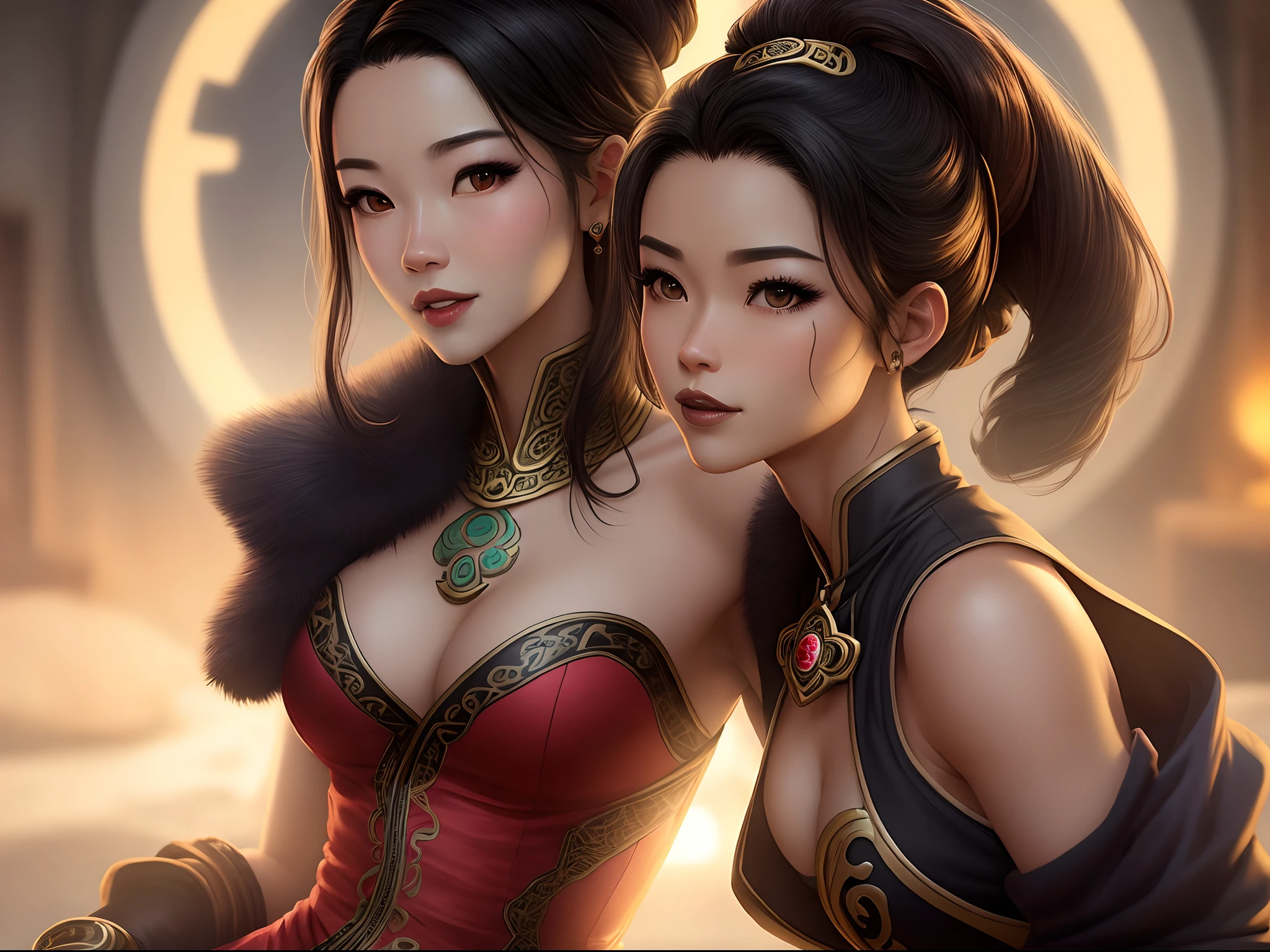 (Highest quality, masterpiece, Very detailedな, Very detailed, Exquisite, 16K,Full HD),、Big Breasts,No text,Upper Body,Morrigan、White Background、Black Hair、dragonage,No dragons
