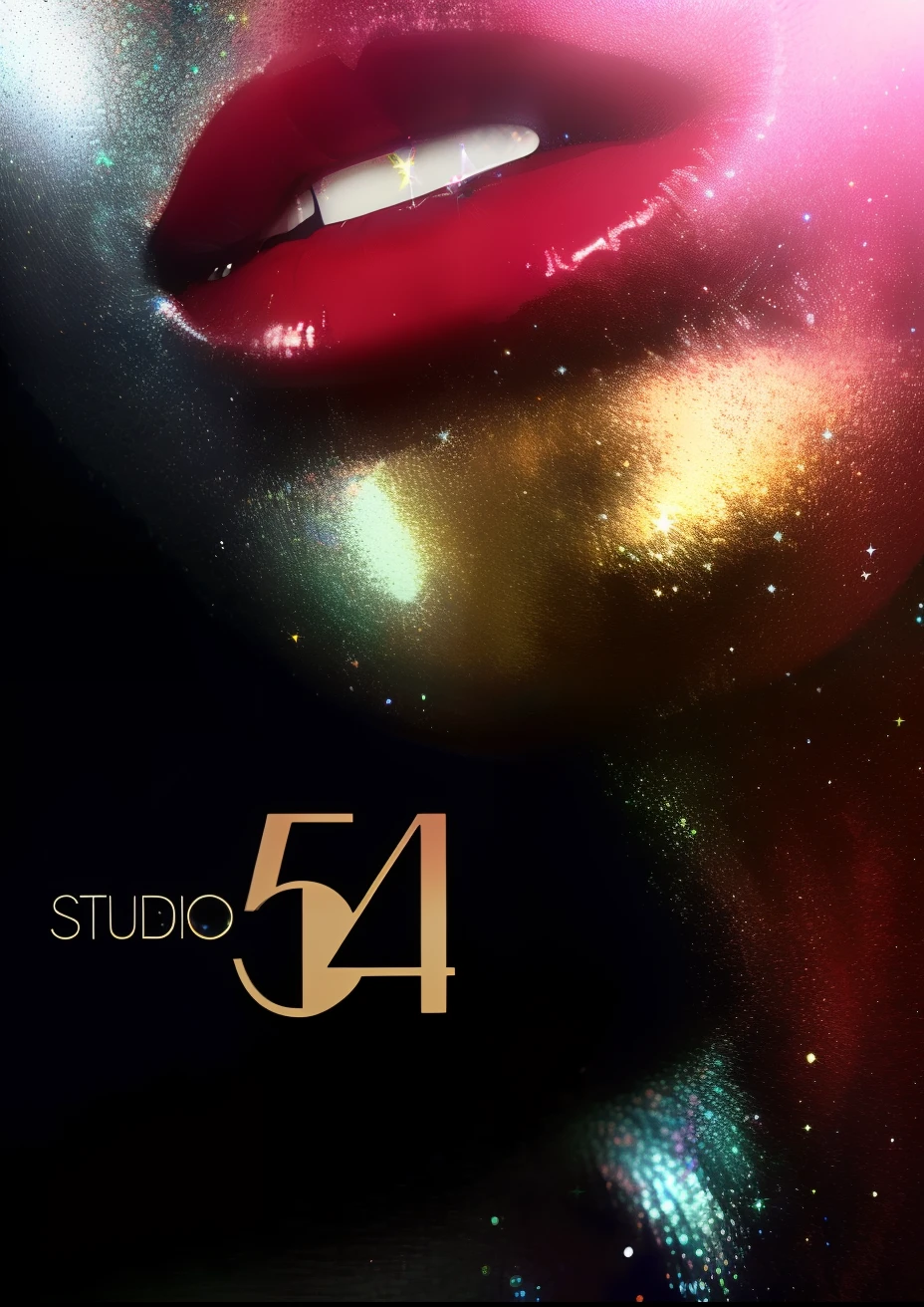 um close up do rosto de uma mulher com glitter, Studio 54, studio 4°c, Directed by: French Victoria, studio packshot, showstudio, studio art, studio 4 k, studio kai, 5 4 s, 4K studio quality, Packshot, studio, digital studio art, studiolight, Antichrist Dance in Studio 54