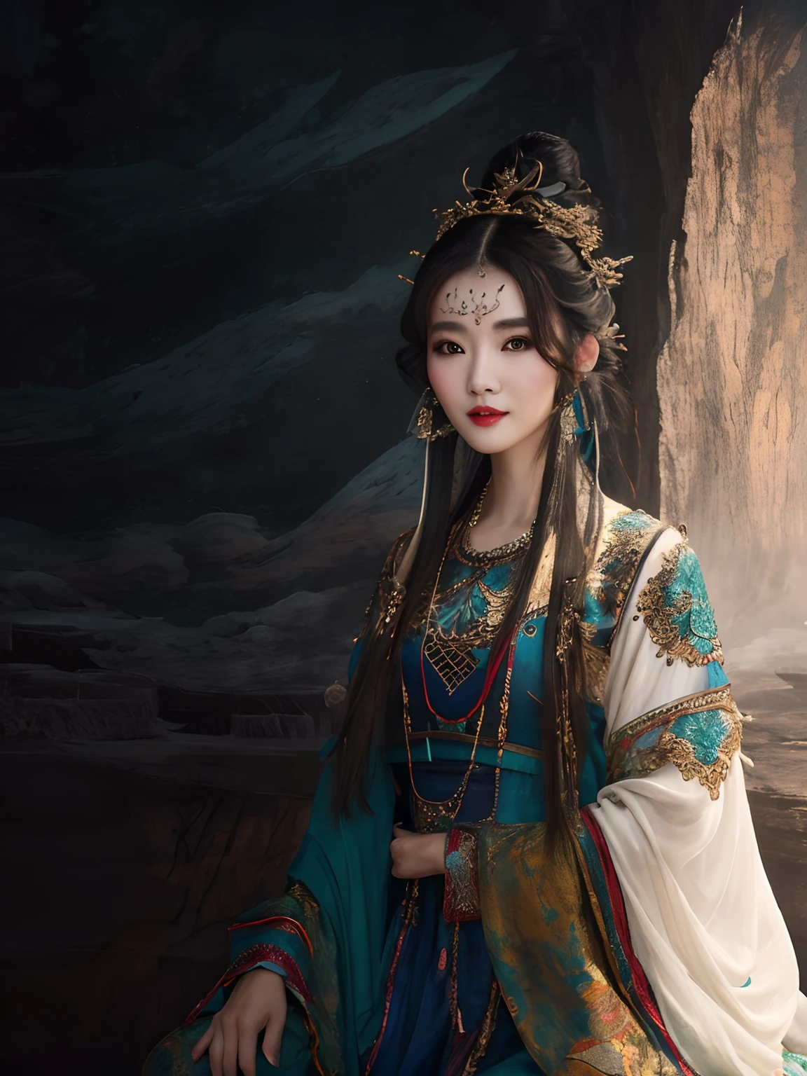 (Best quality, 8k, 32k, Masterpiece, UHD:1.2), Photo of Pretty Japanese woman, medium size breasts, bob hairstyle, sexy girl, chinese dress, fantasy, chinese fantasy