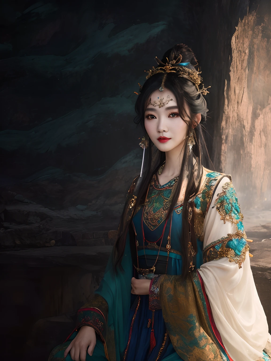 (Best quality, 8k, 32k, Masterpiece, UHD:1.2), Photo of Pretty Japanese woman, medium size breasts, bob hairstyle, sexy girl, chinese dress, fantasy, chinese fantasy