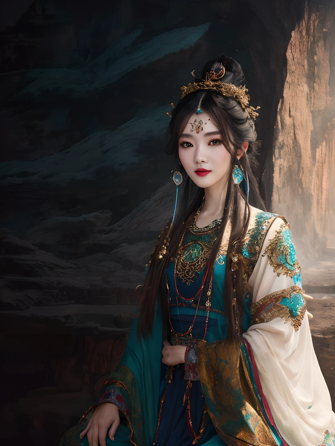 (Best quality, 8k, 32k, Masterpiece, UHD:1.2), Photo of Pretty Japanese woman, medium size breasts, bob hairstyle, sexy girl, chinese dress, fantasy, chinese fantasy
