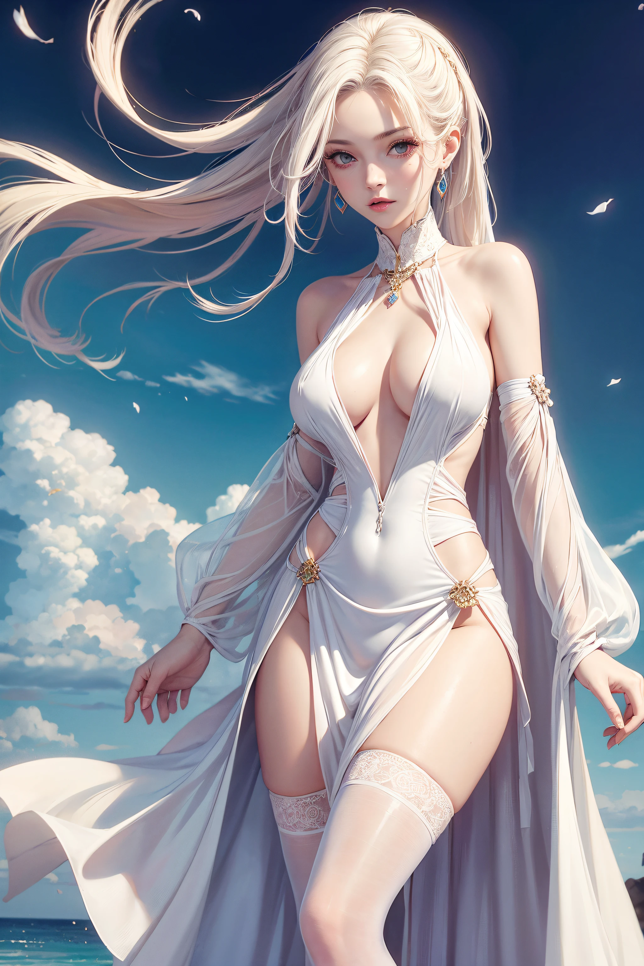 very hot sexy white girl, half naked breast expose, Maxi dress with a thigh-high slitArt gallery, vibrant