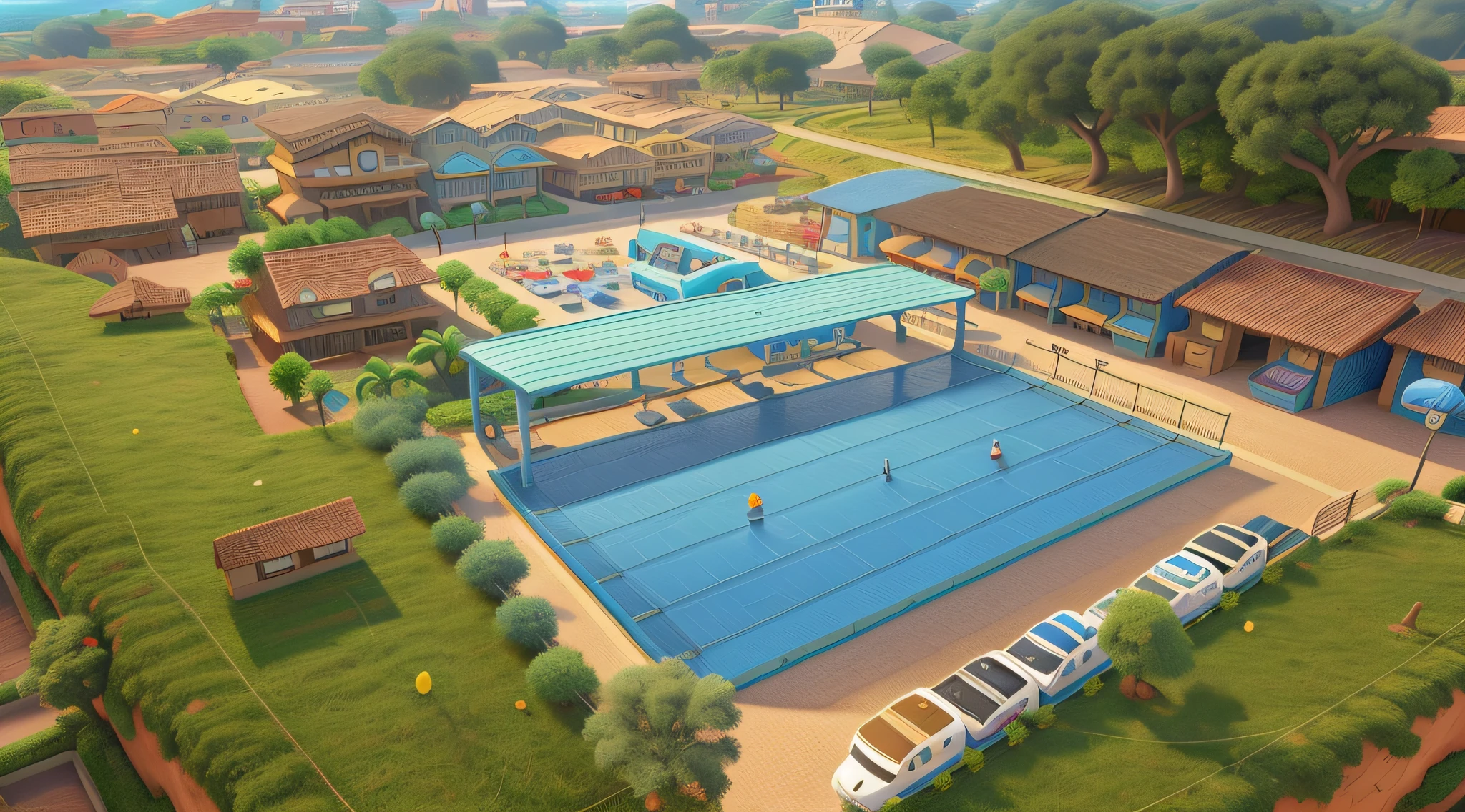 Uma cidade estilo disney pixar, alta qualidade, melhor qualidade