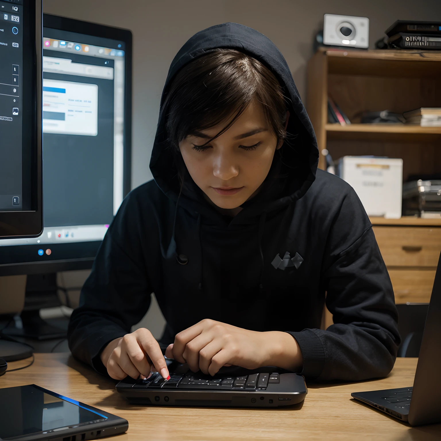 A person with computer like hacker