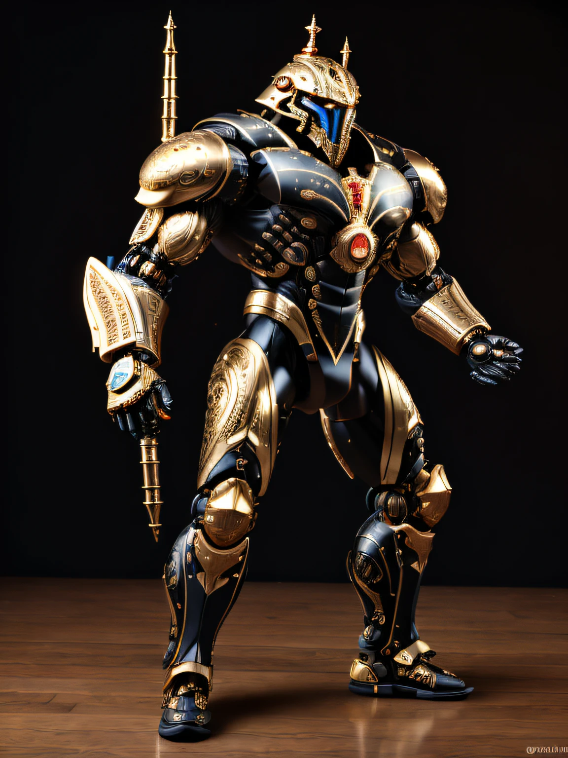 (ebonygoldai:1.25), (scifi:1.25), (one male).
Very detailed masculine face, heroic, detailed realistic open eyes, (muscular:1.5), narrow waist, (long hair), (slight smile).
detailed, intricate. (Robotic arms and legs), (human torso and head), (shirtless) (topless male) (exposed chest), boots, bracers, shoulder guards.
Realistic, photoreal, High contrast, high saturation, highly detailed, high quality, masterpiece, volumetric light, vibrant colors, bokeh, depth of field.