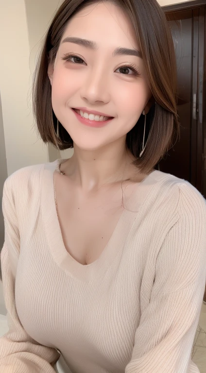 ((Best Quality, 8K, Masterpiece: 1.3)), 1girl, Slim Abs Beauty: 1.3, (Hairstyle Casual, Leaky Big Breasts: 1.2), Dress: 1.1, Super Fine Face, Delicate Eyes, Double Eyelids, Smile, Home