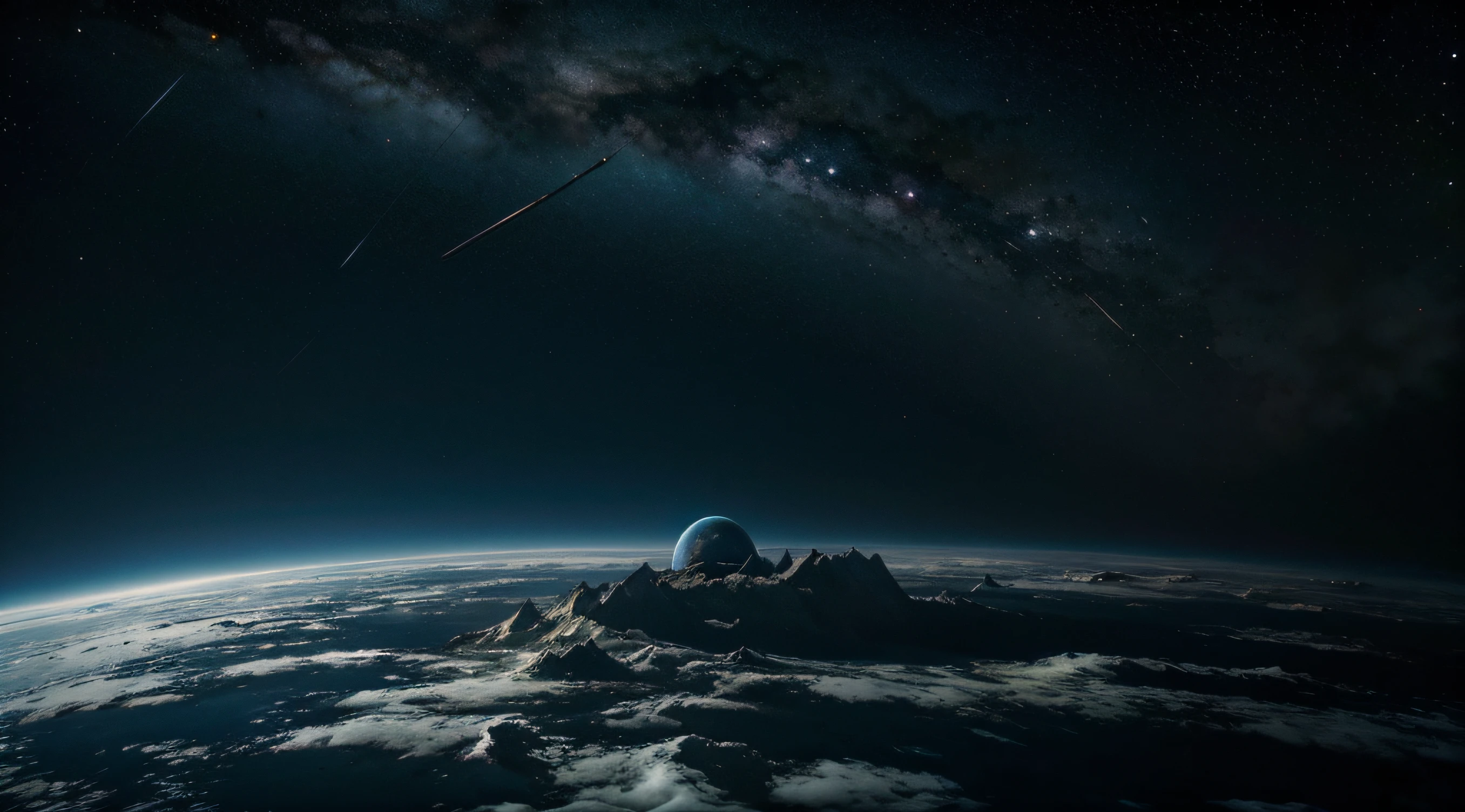 "Gestalte ein Bild, das die Erde aus der Perspektive eines Astronauten im Weltraum zeigt. Emphasize the fragility of our planet in the midst of the infinite expanses of the cosmos."