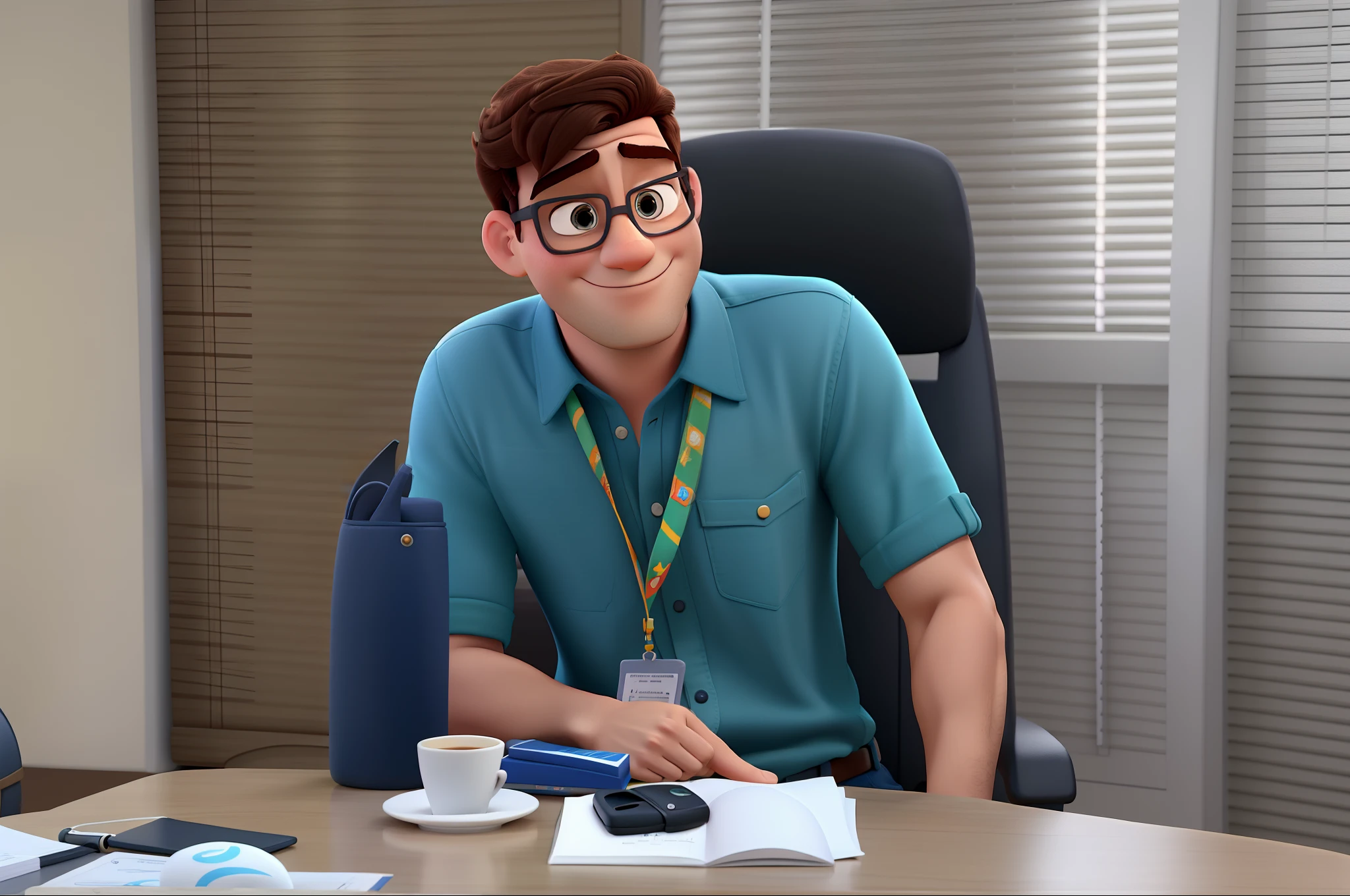 Homem branco estilo Disney PIXAR, em alta qualidade e melhor qualidade