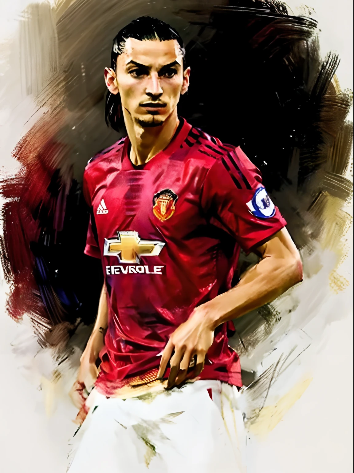 Homem Soccer Player face, style greg rutkowski realist, style anime, ibrahimovic, 17 anos,