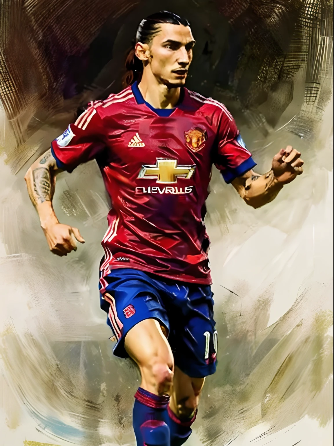 Homem Soccer Player face, style greg rutkowski realist, style anime, ibrahimovic, 17 anos,