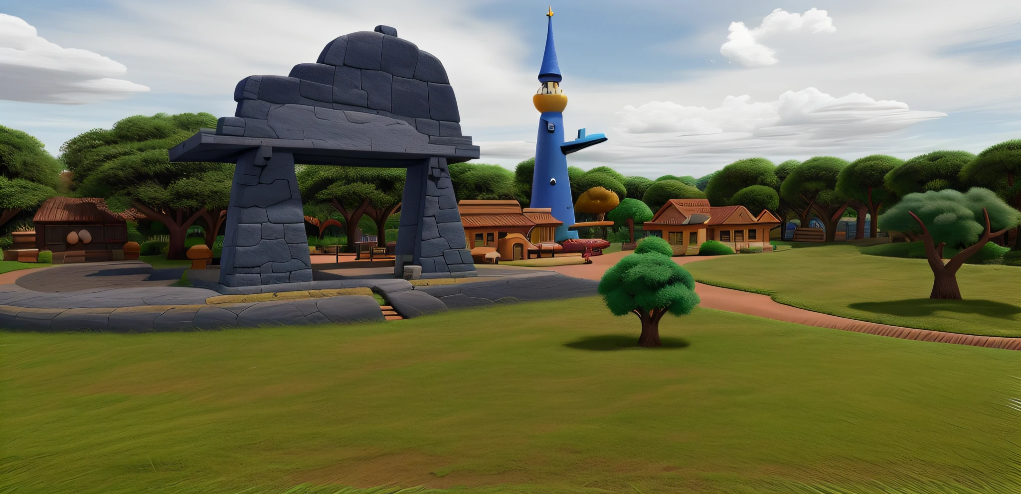 Uma cidade estilo disney pixar, alta qualidade, melhor qualidade