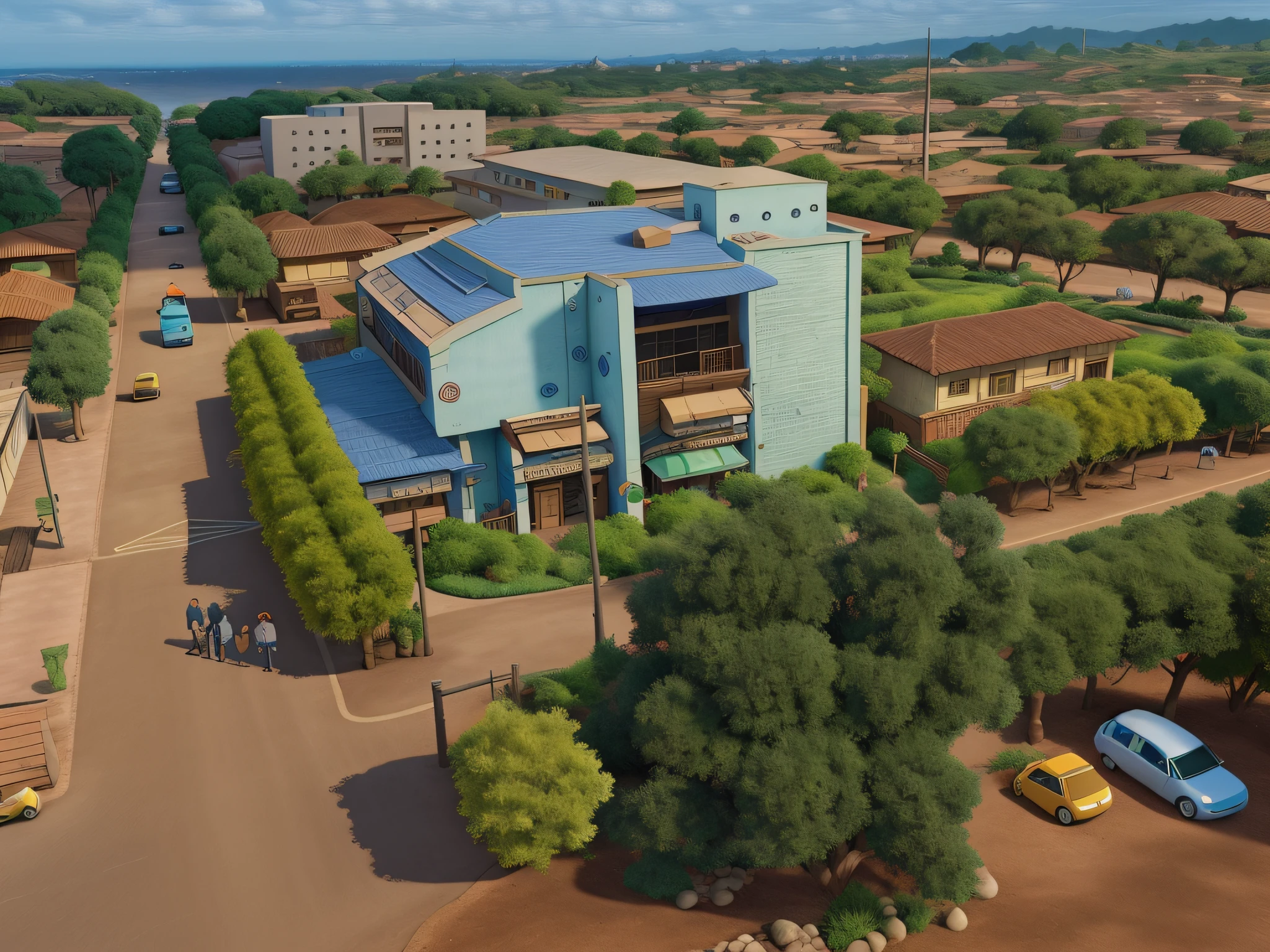 Uma cidade estilo disney pixar, alta qualidade, melhor qualidade