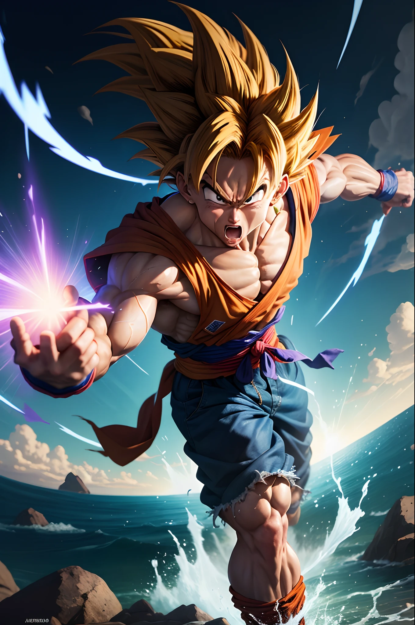 Goku in Super Saiyadin fighting Manuel Gomes in Paraíba